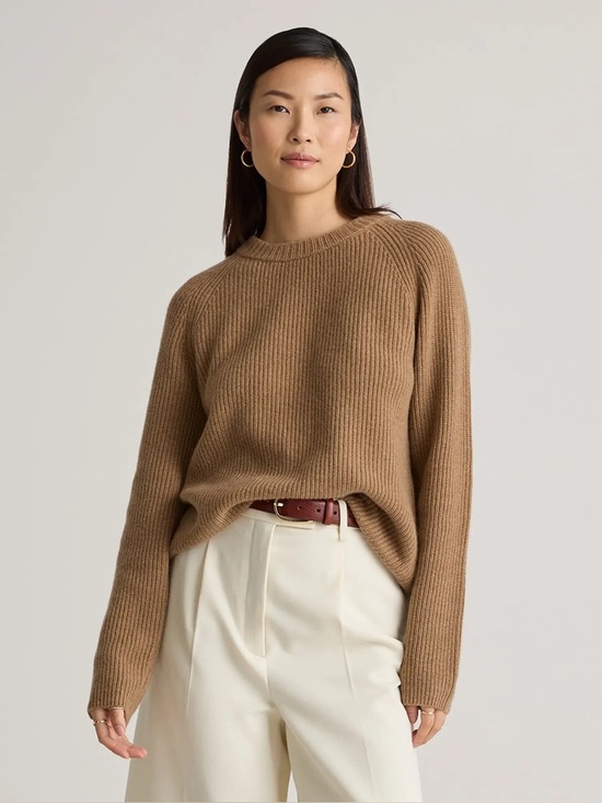 Quince Sweaters - Quince Mongolian Cashmere Fisherman Crewneck Sweater Teak Medium